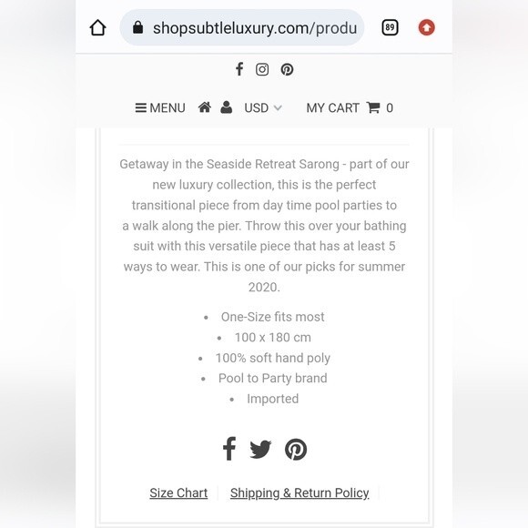 Subtle luxury pool to party multi wear sarong or swim cover up. OS - Picture 8 of 8